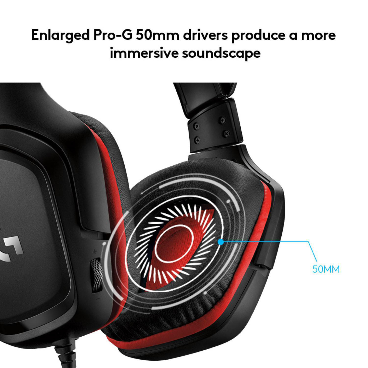 LOGITECH G332, Over-ear Gaming Headset Schwarz