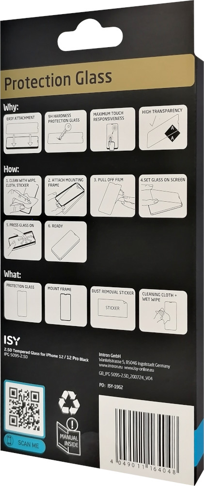 ISY Beschermglas tempered glass iPhone 12 / 12 Pro Zwart (IPG-5095-2.5D)