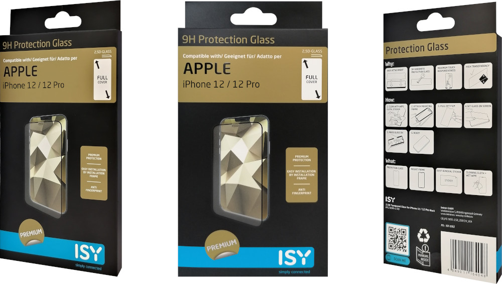 ISY Beschermglas tempered glass iPhone 12 / 12 Pro Zwart (IPG-5095-2.5D)