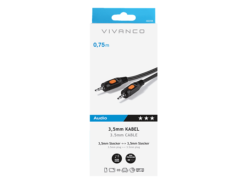Vivanco 46098 3,5mm Klinkenkabel, 0,75m — Foto 2 von 2