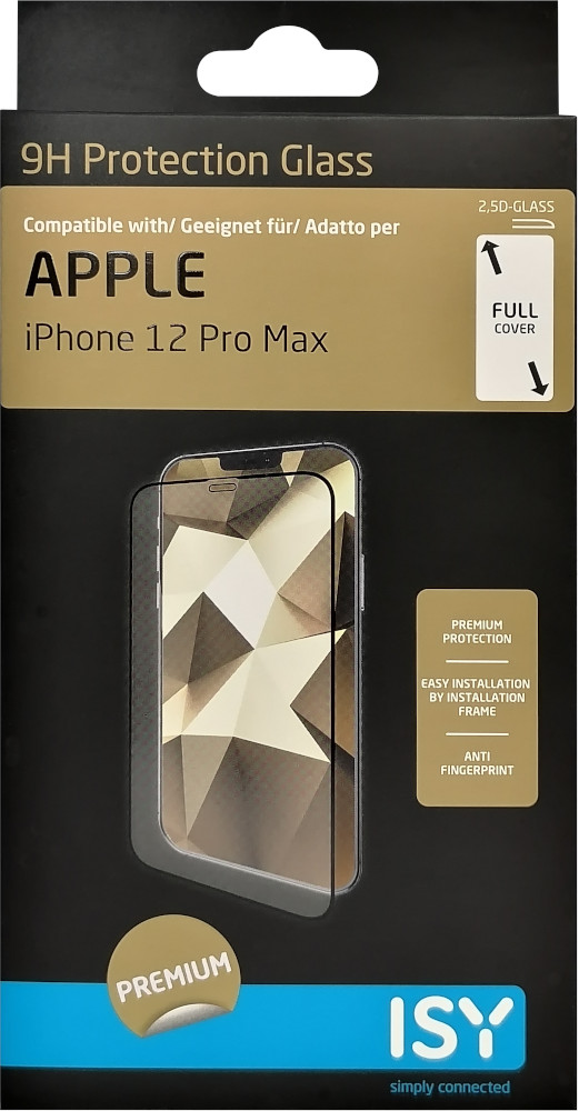 ISY Protection d'écran en verre trempé iPhone 12 Pro Max Noir (IPG-5099-2.5D)
