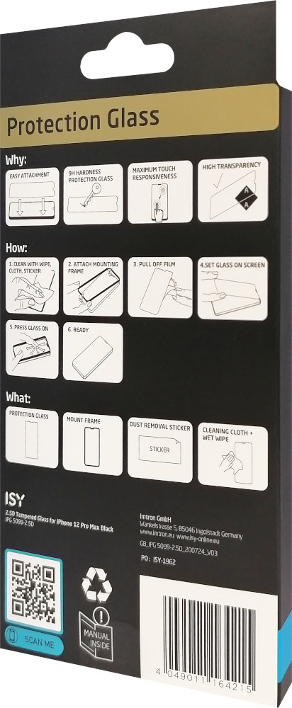 ISY Protection d'écran en verre trempé iPhone 12 Pro Max Noir (IPG-5099-2.5D)