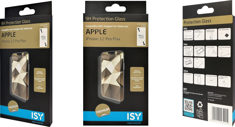 ISY Protection d'écran en verre trempé iPhone 12 Pro Max Noir (IPG-5099-2.5D)
