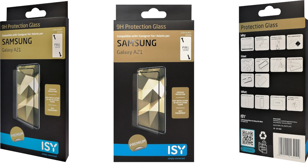 ISY Beschermglas tempered glass Samsung Galaxy A21 Zwart (IPG-5084-2.5D)