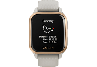 GARMIN Venu Sq Music Világos homokkő okosóra, rózsaarany kerettel
