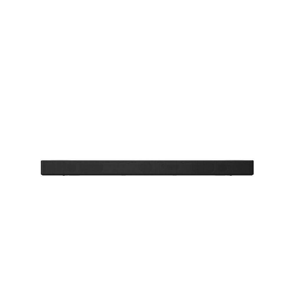 Una barra de sonido negra sobre un fondo blanco, diseño minimalista.
