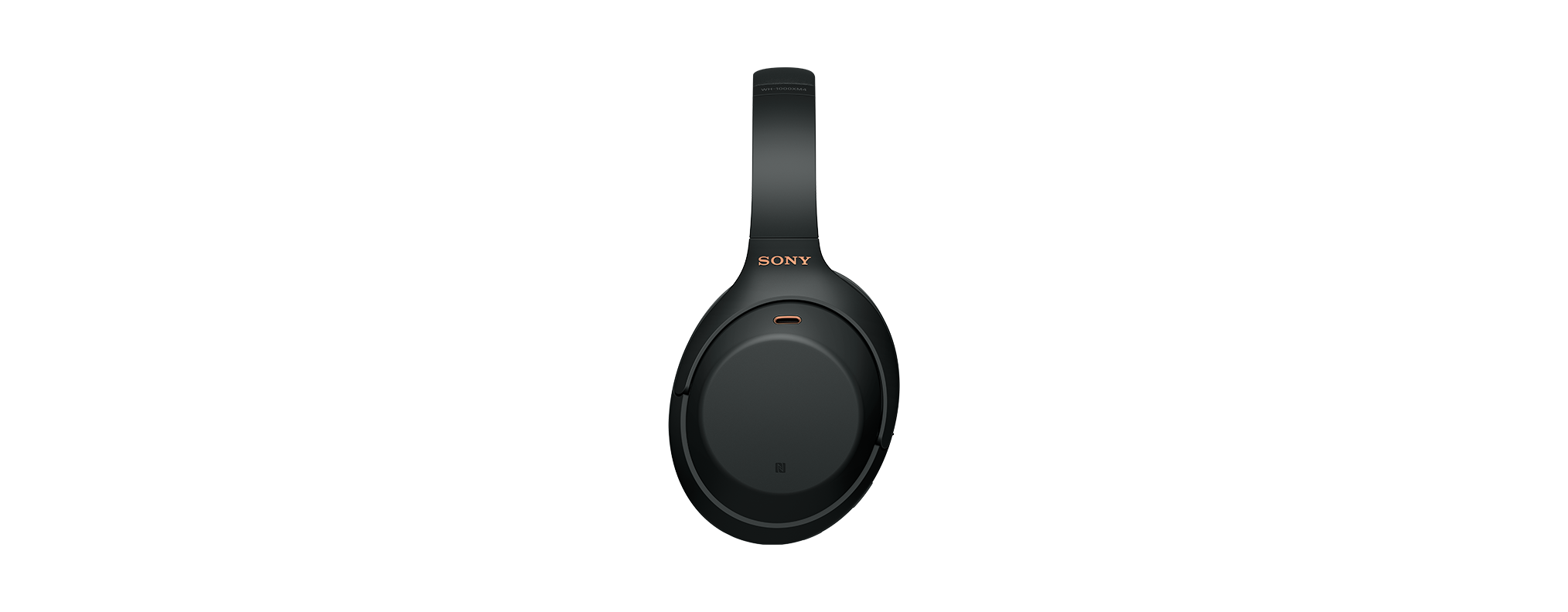Fekete Sony fejhallgató fekete háttéren.