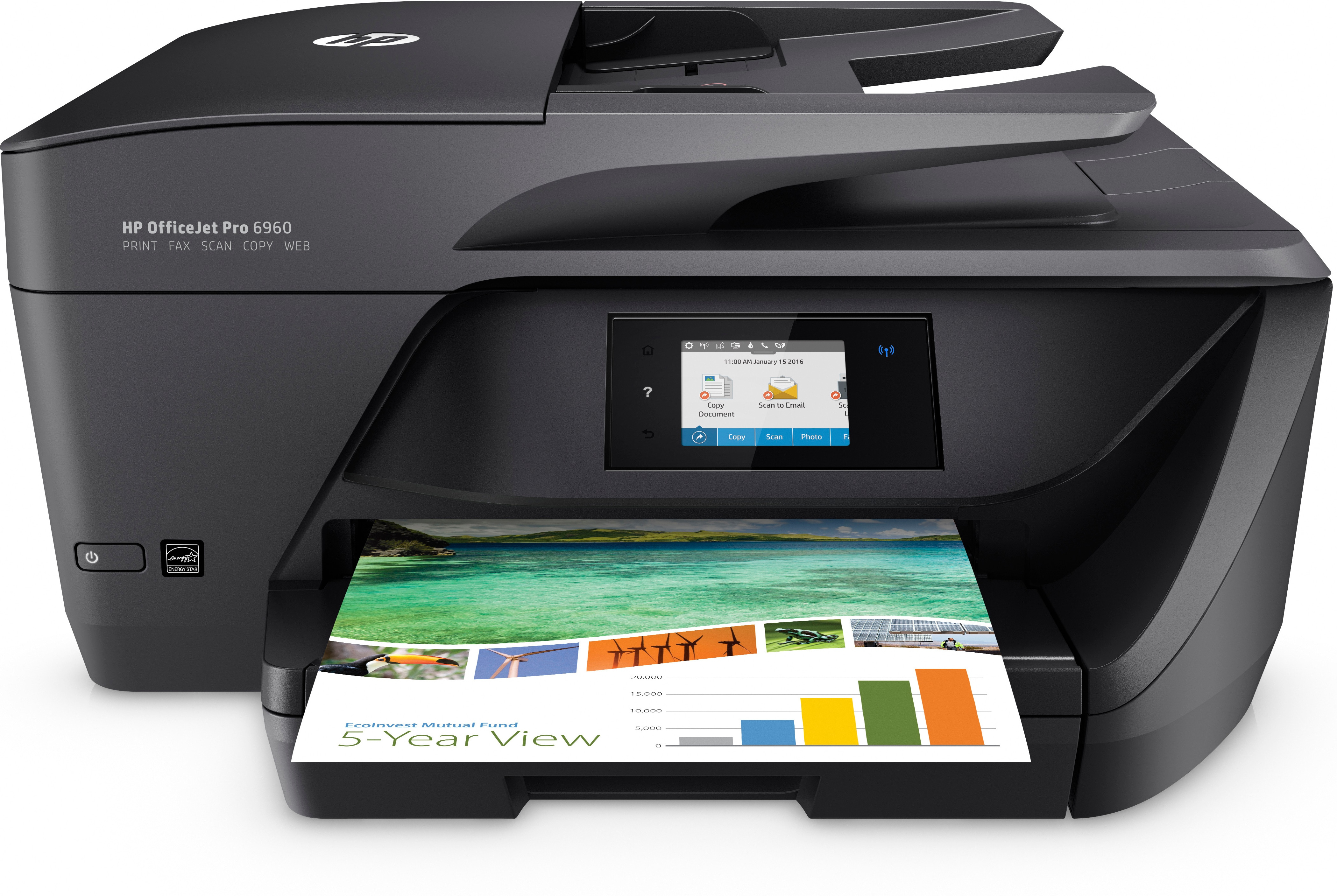 Impresora multifunción - HP OfficeJet Pro 6960, Inyección de tinta, Color, WiFi, 600x1200, 18/10ppm