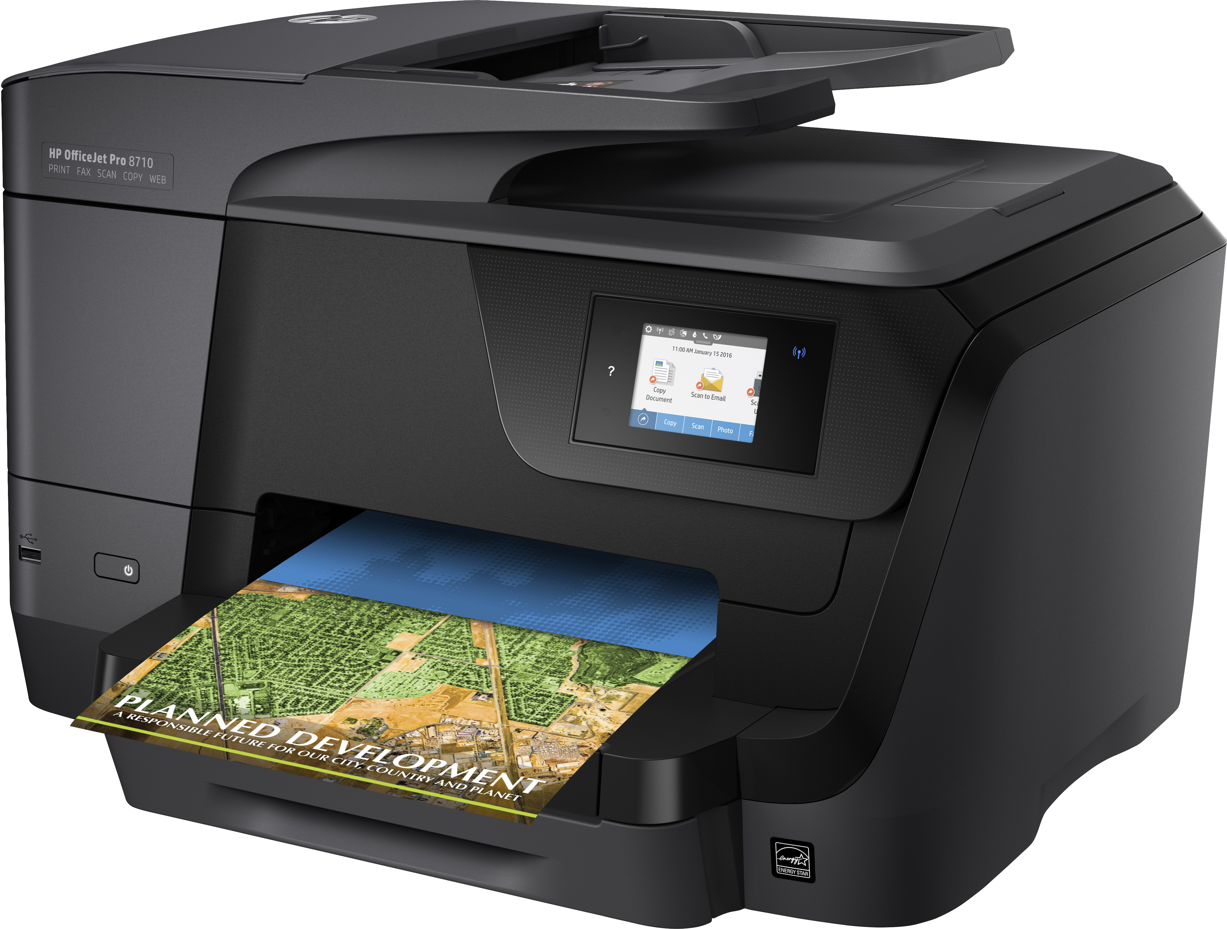 Impresora multifunción - HP Officejet PRO 8710, Doble cara automático, WiFi, Ethernet, USB