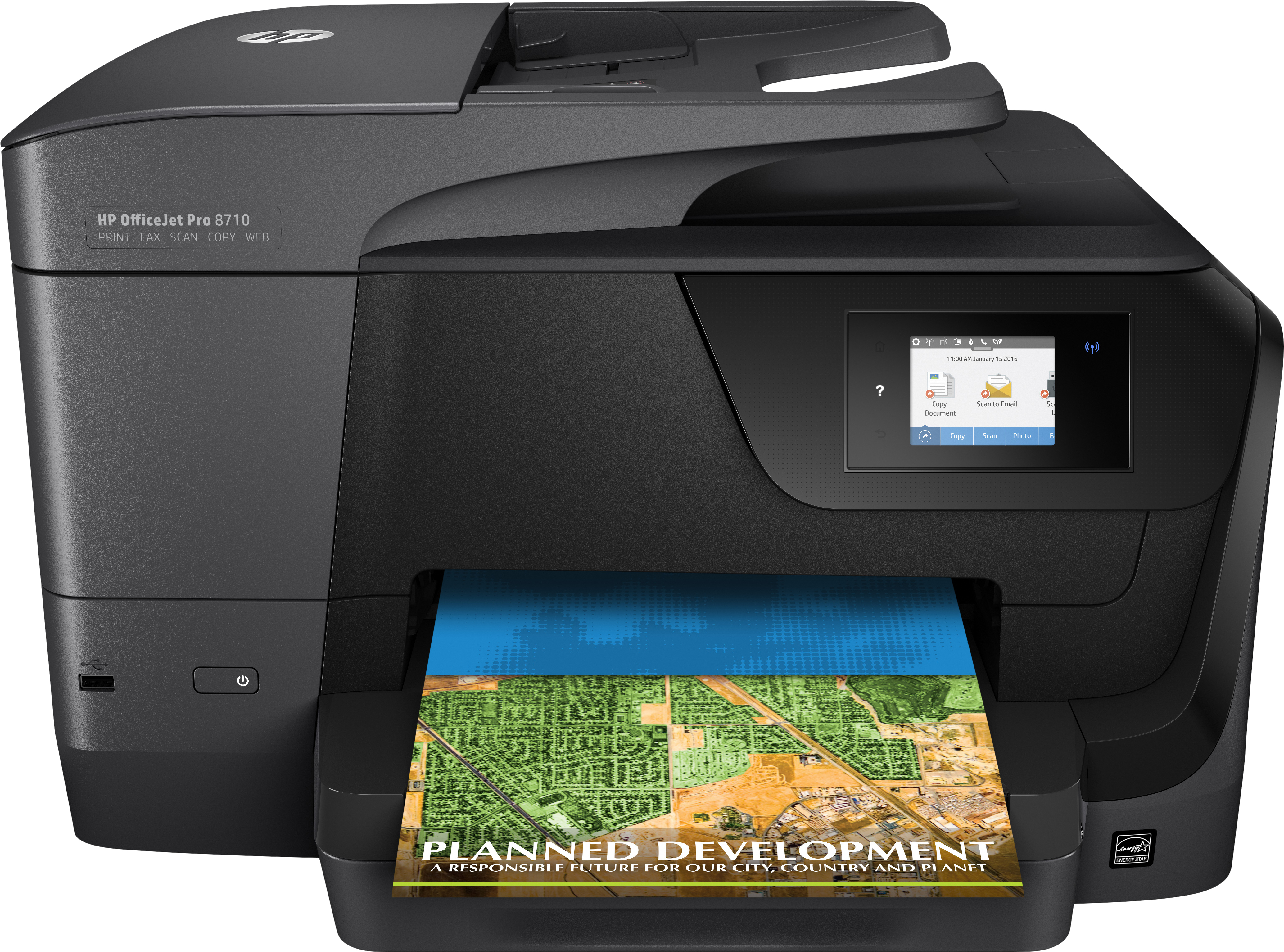 Impresora multifunción - HP Officejet PRO 8710, Doble cara automático, WiFi, Ethernet, USB