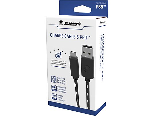 SNAKEBYTE CHARGE:CABLE 5 PRO - Câble USB-C (Noir/Blanc)