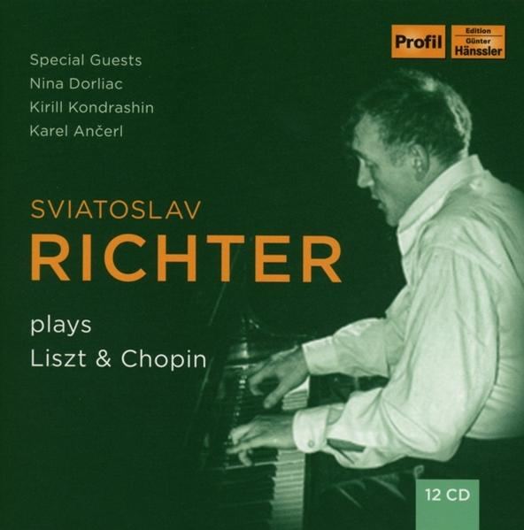 Albumhoes. Svjatoslav Richter speelt piano. Tekst: Richter speelt Liszt & Chopin.