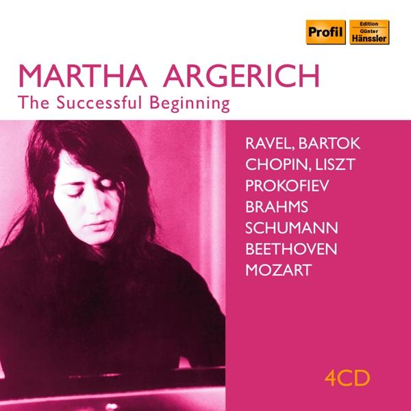 Albumhoes: Martha Argerich, 'The Successful Beginning', met muziek titels.