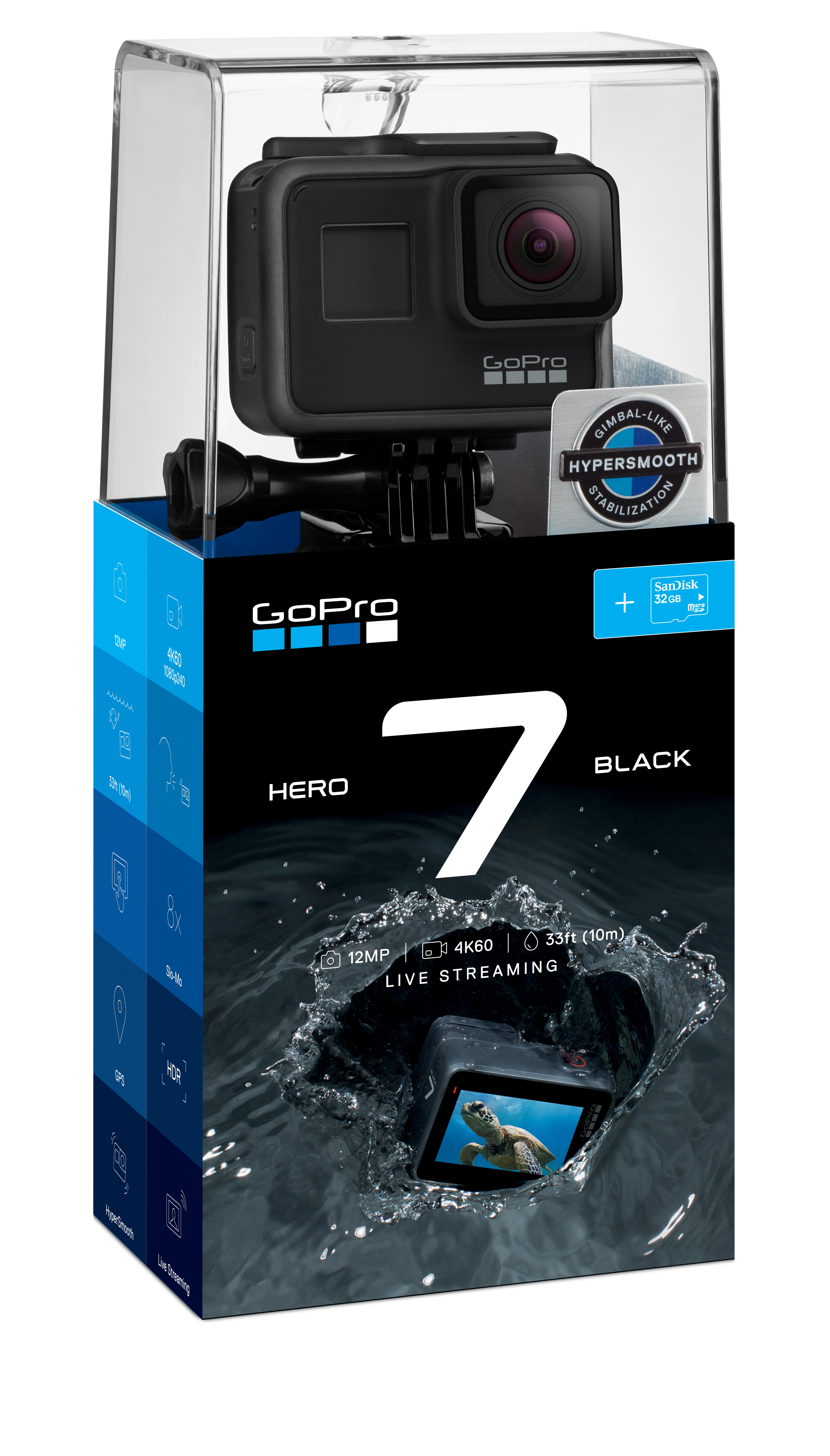 GOPRO HERO7 BLACk Bundle inkl. 32 GB microSDHC Speicherkarte Action Cam , Touchscreen