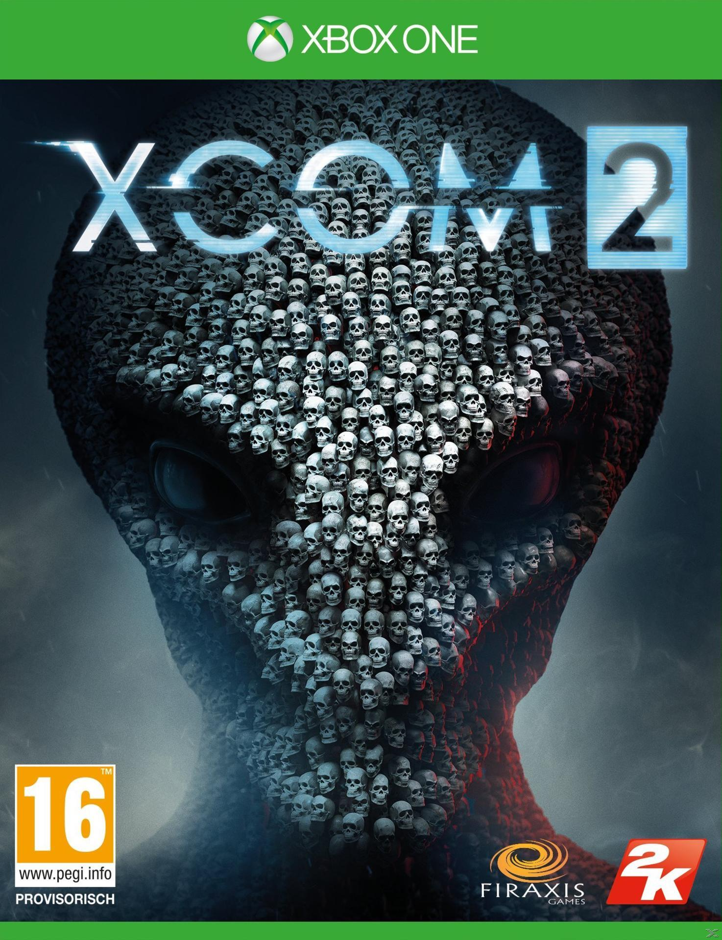 XCOM 2 játékborító. Koponyákból készült idegen arc. Xbox One logó felül.