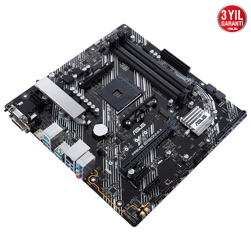 ASUS Prim B450M-A II AMD B450 AM4 DDR4 4400 HDMI DVI VGA M2 USB3.2 AURA RGB mATX 128GB’a kadar ram desteği, BIOS Flashback