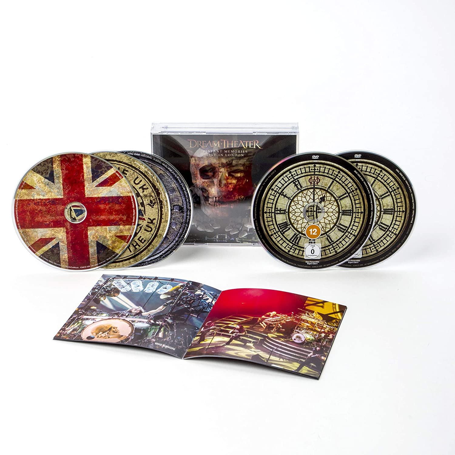 Dream Theater CD/DVD szett. Tartalmazza a Union Jack-et és óralapokat ábrázoló lemezeket. Koponya kép a tokon.