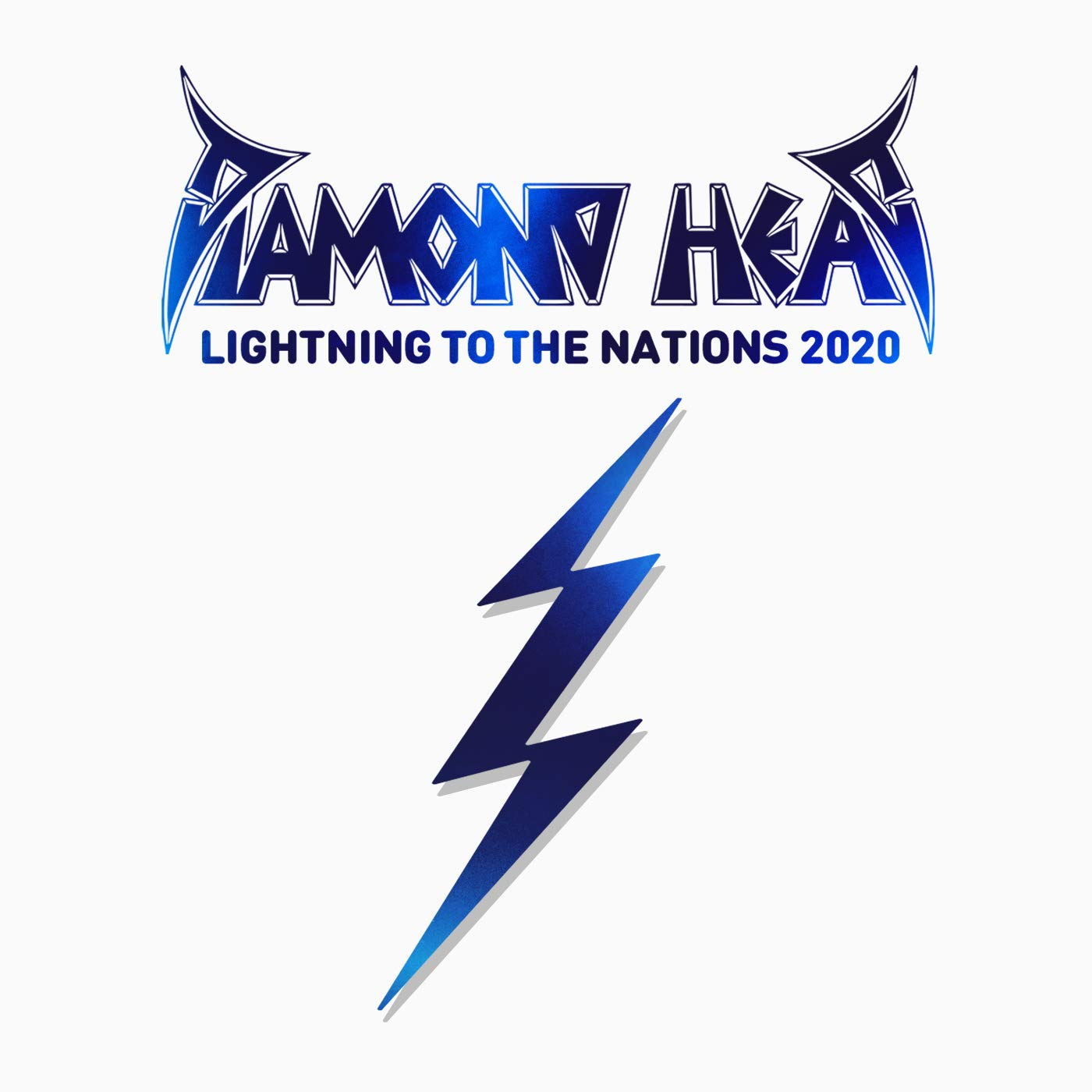 Logó stilizált kék "Diamond Head" szöveggel és villám grafikával. Alatta "Lightning to the Nations 2020".