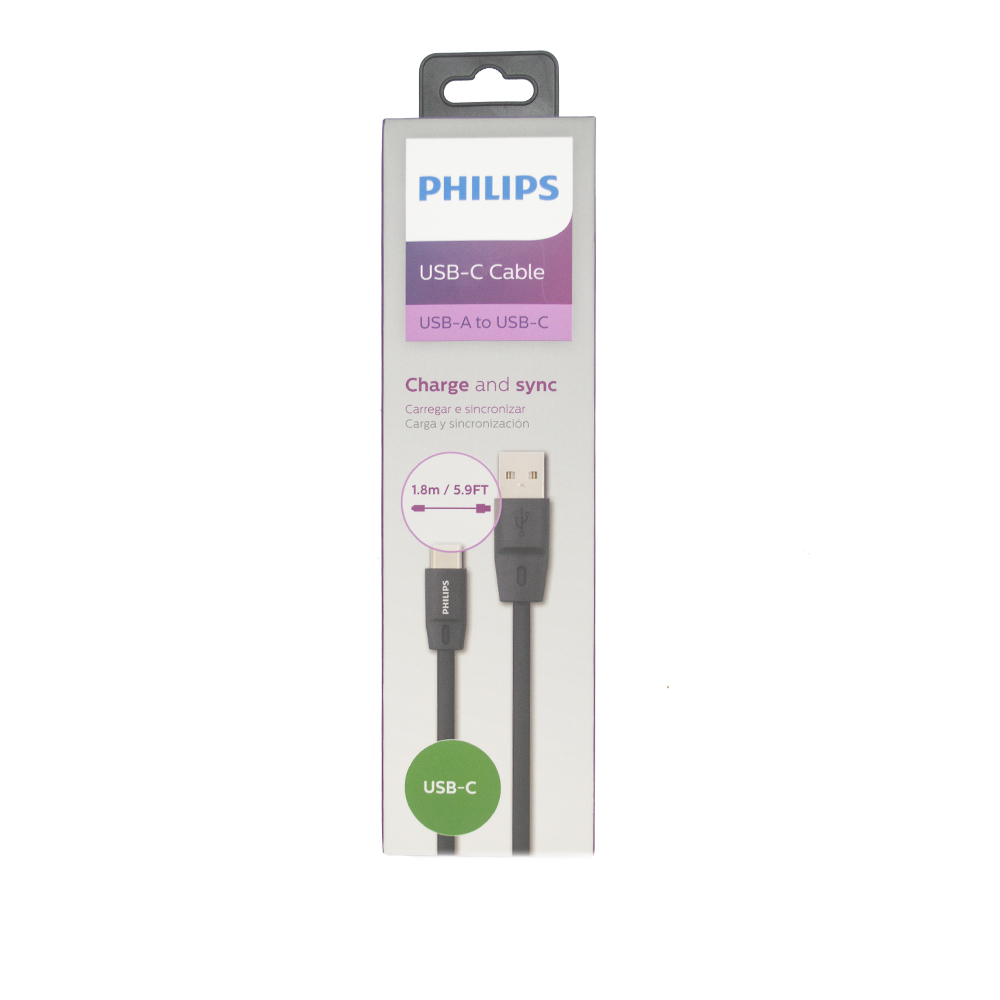 PHILIPS USB - USB-C Şarj Kablosu 1.8M Siyah
