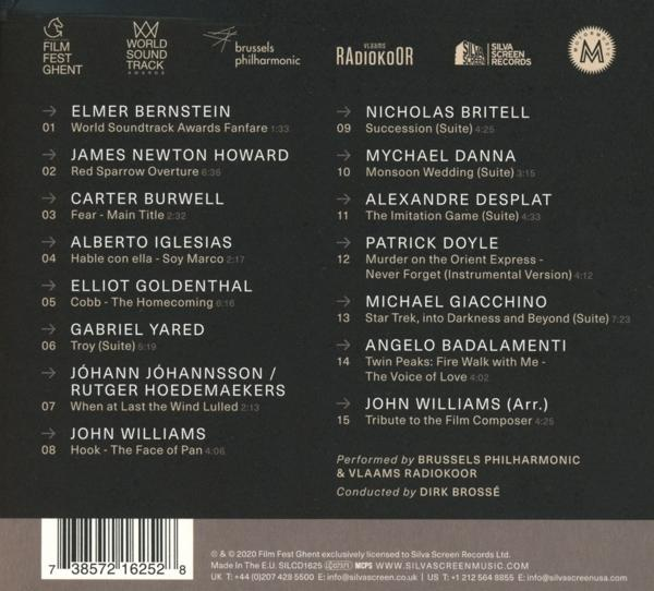 CD-Cover mit Text, der Filmtitel-Songs und Credits auflistet. Schwarz-Weiß-Farben.