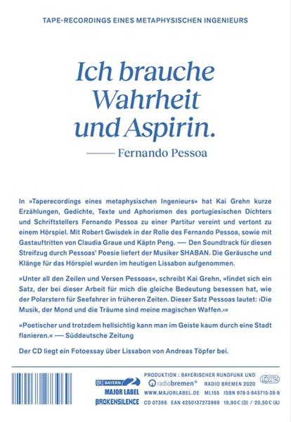 Pessoa,Fernando/Grehn,Kai/Gwisdek,Robert - Tape-Recordings Eines Metaphysischen Ingenieurs  - (CD)