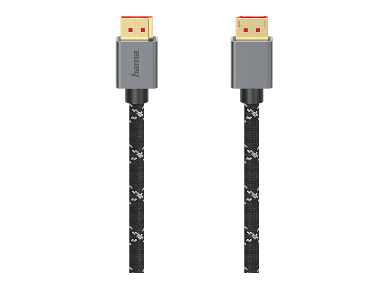 HAMA 00200505 - DisplayPort-Kabel, 2 m, 32.4 Gbit/s, Schwarz/Grau/Gold