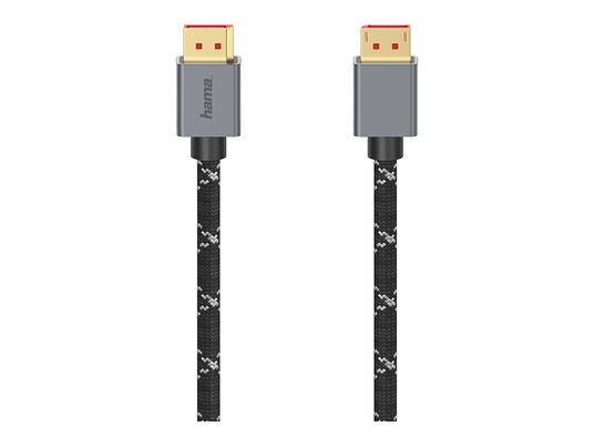HAMA 00200505 - DisplayPort-Kabel, 2 m, 32.4 Gbit/s, Schwarz/Grau/Gold