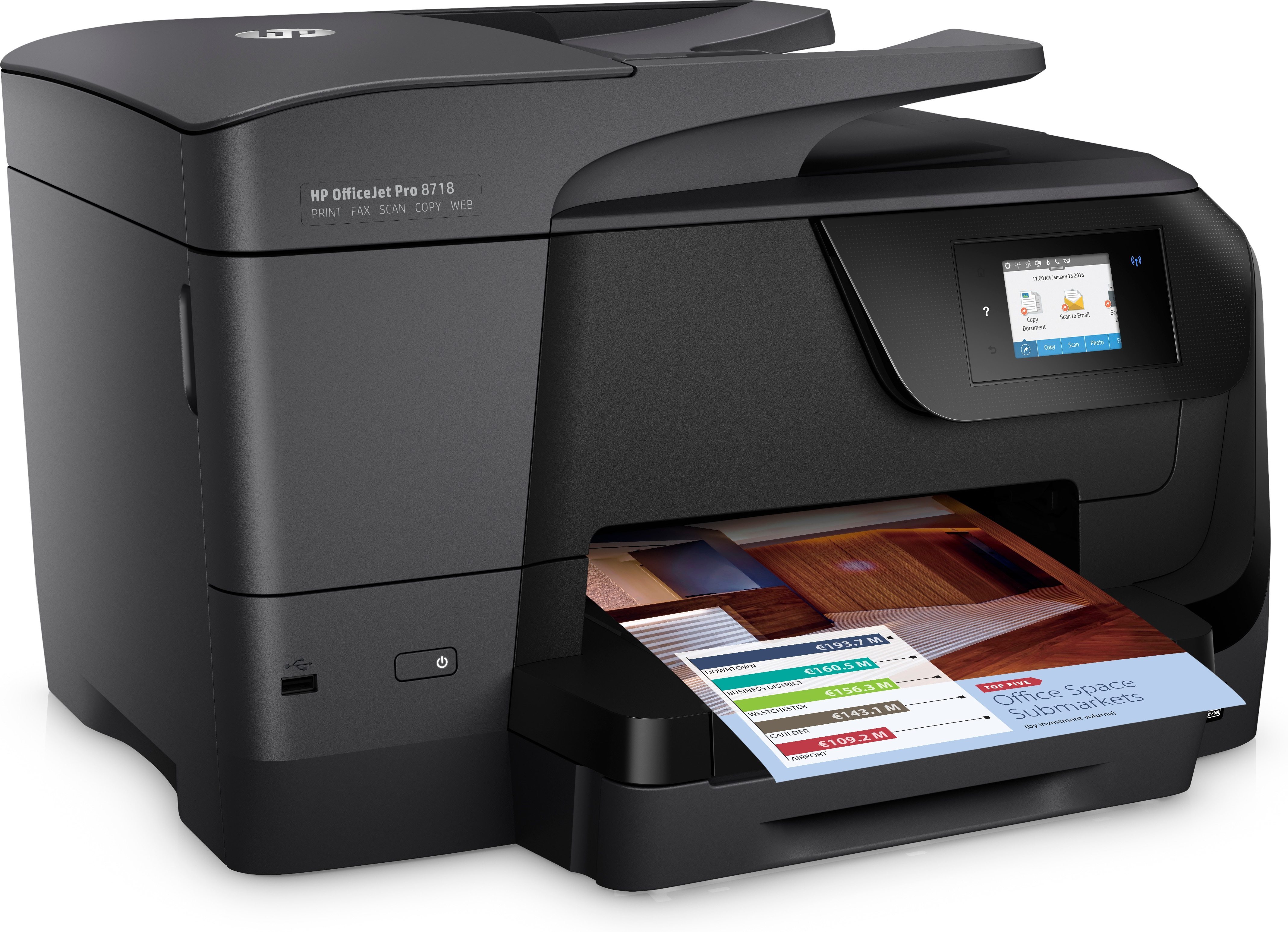 Impresora multifunción - HP OfficeJet Pro 8718, Doble cara automático, WiFi, Ethernet, USB