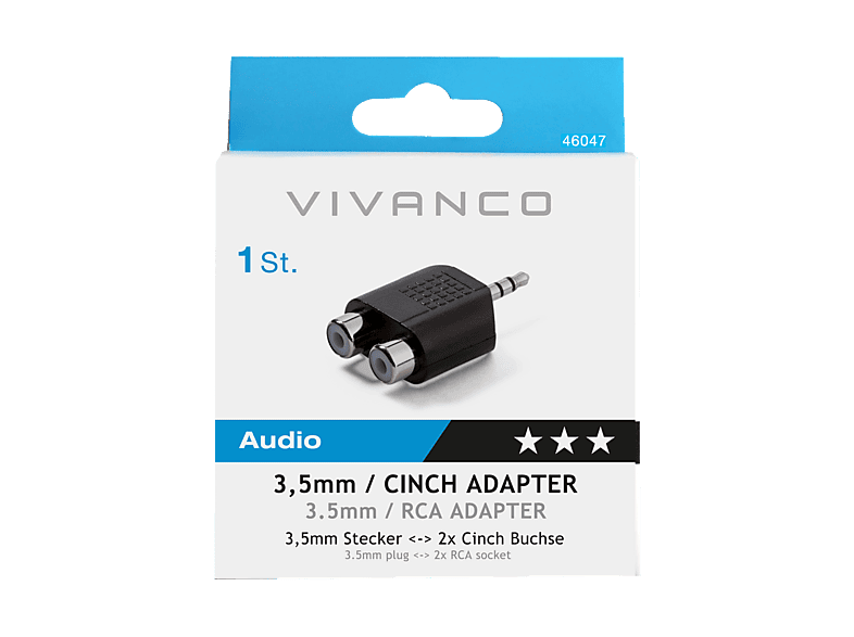 Vivanco 46047 Adapter 3,5mm Klinke/ Cinch, stereo — Foto 2 von 2