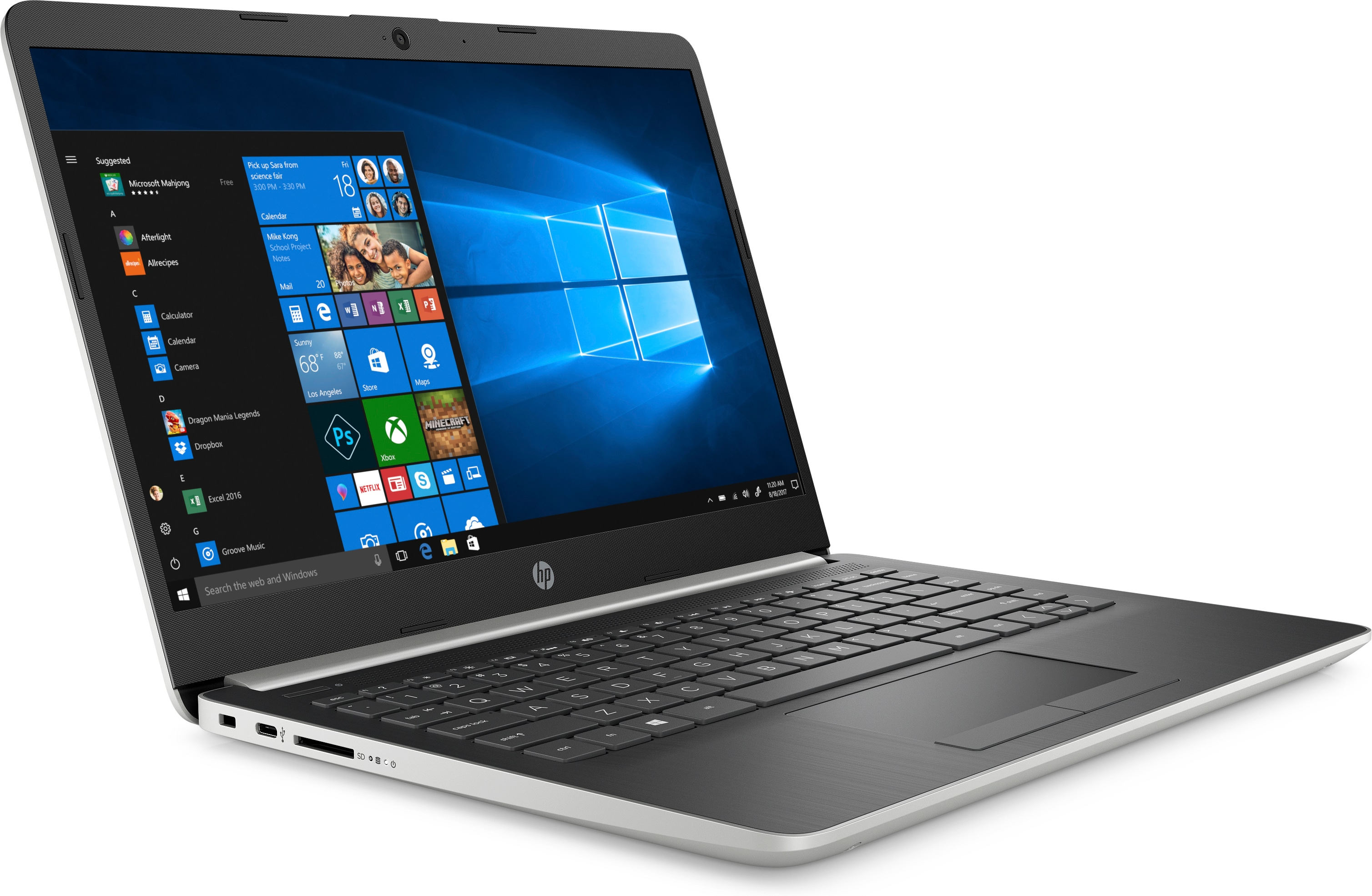 Portátil - HP 14 - dk0004ns, 14" HD, AMD A9-9425 Dual-Core, 8 GB, SSD 512 GB, AMD Radeon™ R5, W10, Plata