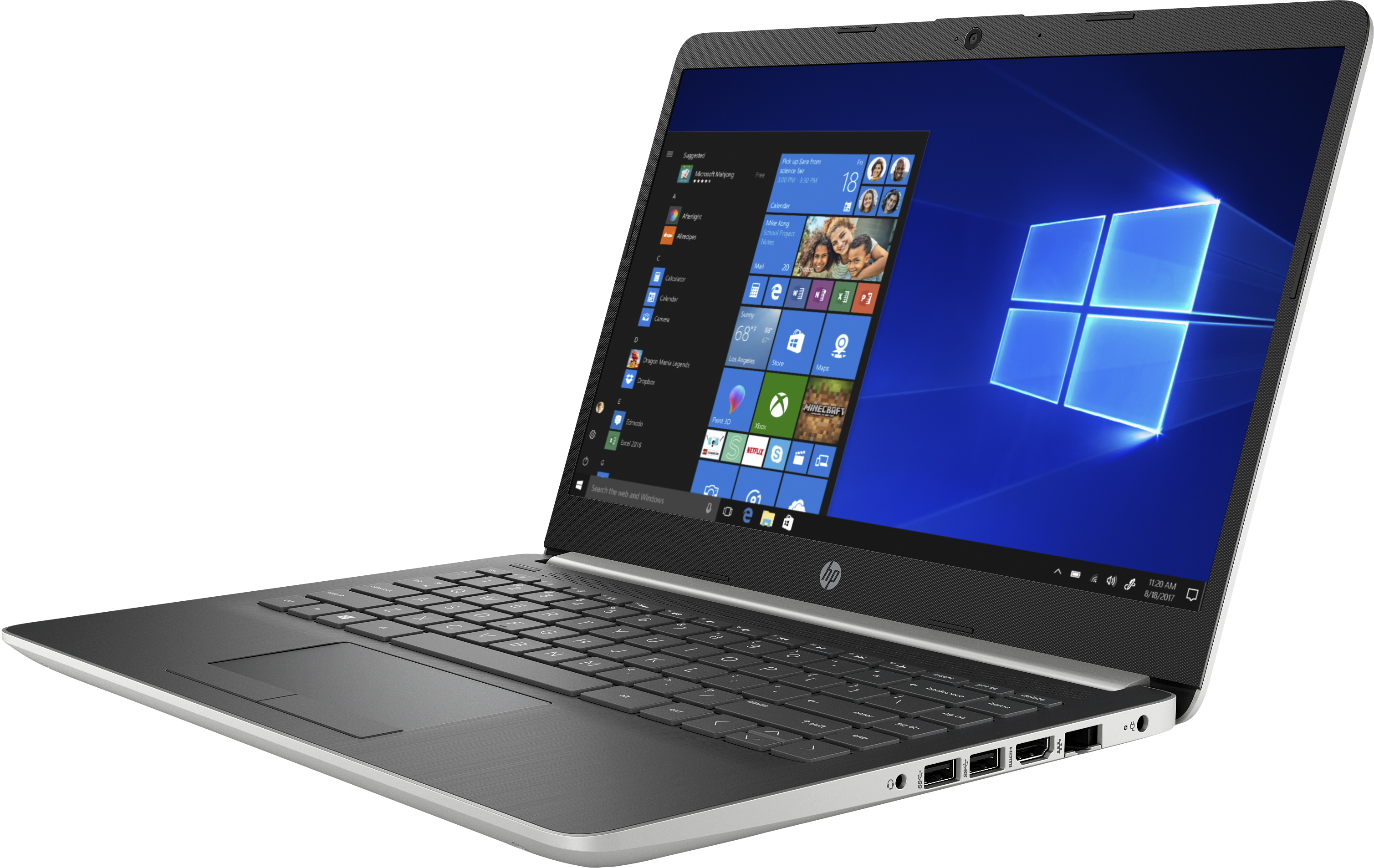 Portátil - HP 14 - dk0004ns, 14" HD, AMD A9-9425 Dual-Core, 8 GB, SSD 512 GB, AMD Radeon™ R5, W10, Plata