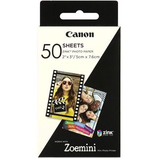 Papel fotográfico - Canon 3215C002, Para Canon Zoemini, Adhesivo, 50 impresiones, Blanco