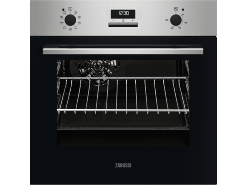 Horno - Zanussi ZOHKE2X1, Multifunción, 2500 W, 60 cm, Antihuellas, Clase A, Inox