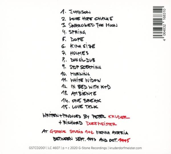 Ein CD-Cover mit Titelliste. Der Text listet Songtitel auf und nennt die Produzenten.