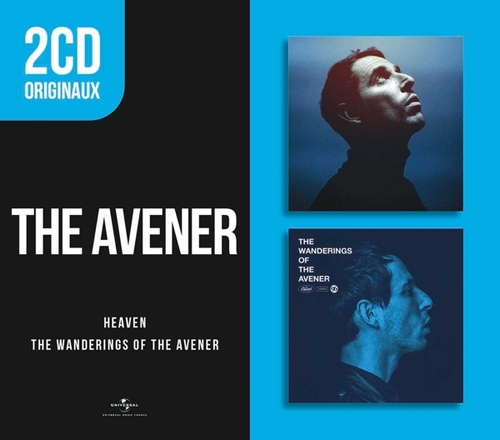Pochette d'album avec fond noir, texte blanc et images d'un homme. Le titre de l'album est "The Avener".