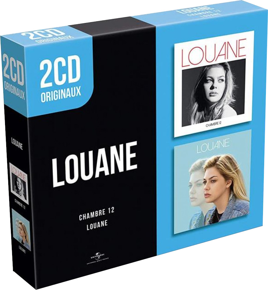 Coffret album Louane avec deux CD, bleu et blanc, avec photos de l'artiste.