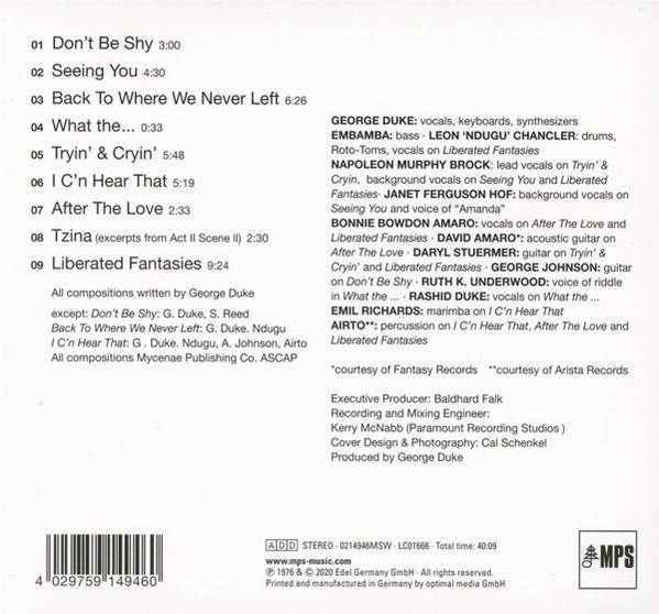 Ein CD-Cover mit einer Liste von Liedern, Künstlerdetails und Albumtitel.