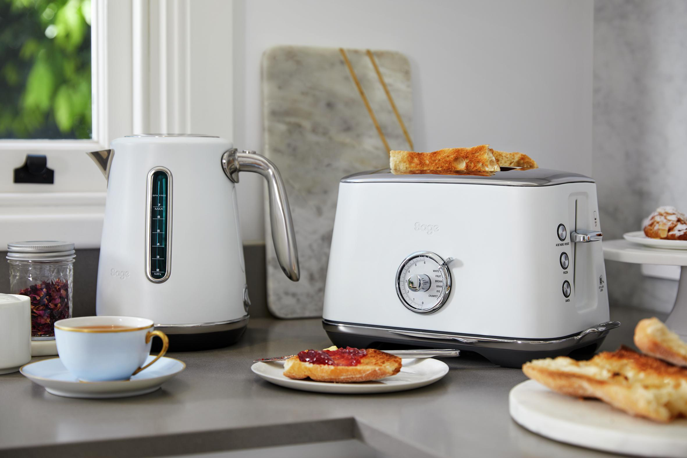 SAGE STA735SST4EEU1 Luxe Toast Select Toaster Weiß/Silber (1000 Watt, Schlitze: 2)