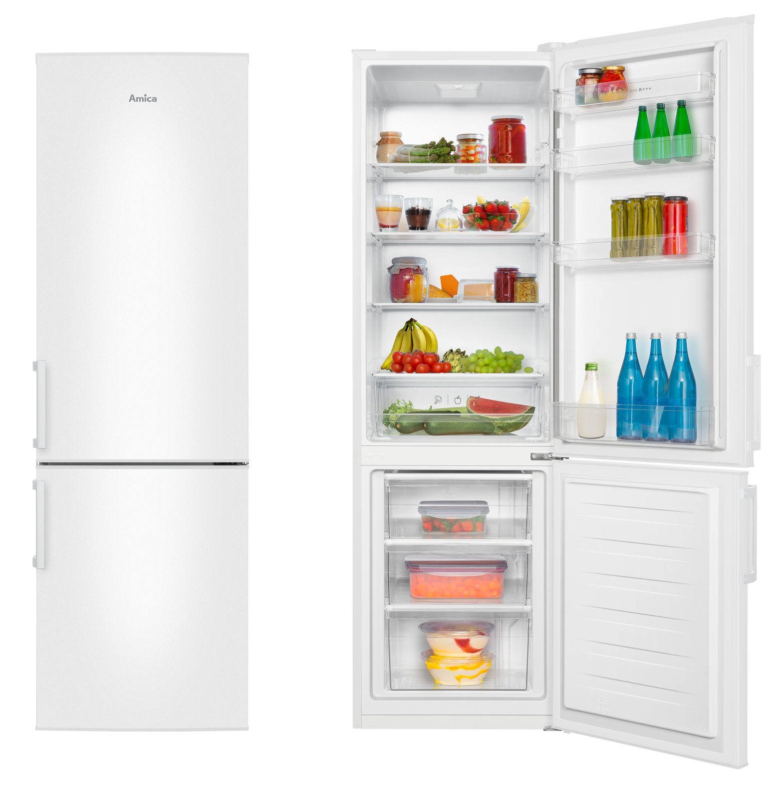 AMICA KGC 388 100 W Kühlgefrierkombination (D, 269 l, 1800 mm hoch, Weiß)