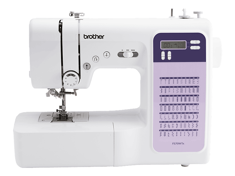Brother FS70WTx Patchwork Computer-Nähmaschine (43 Watt, Freiarmnähen, Weiß/Lila)