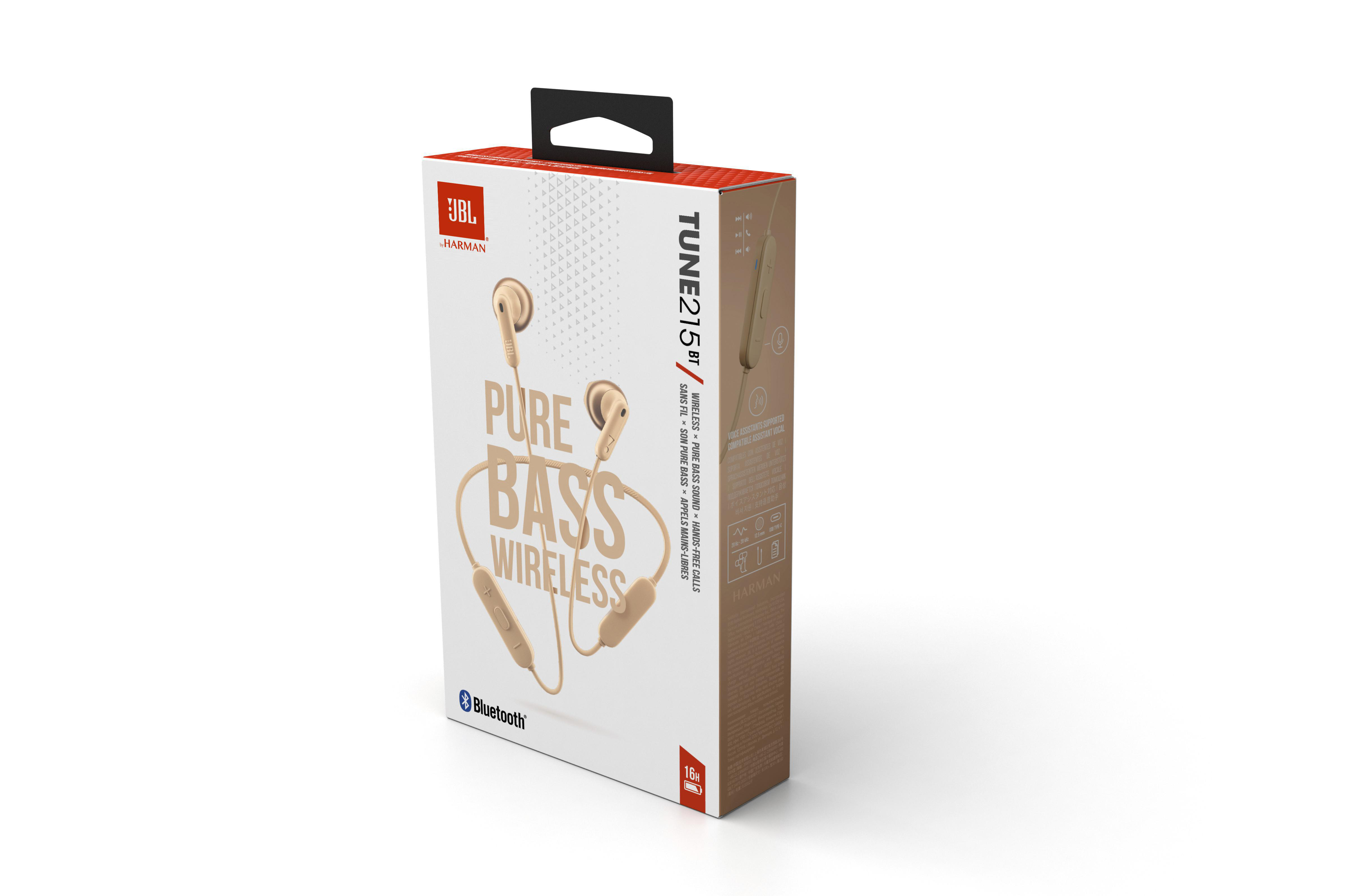 JBL TUNE 215BT, In-ear Kopfhörer Bluetooth Champagne-Gold
