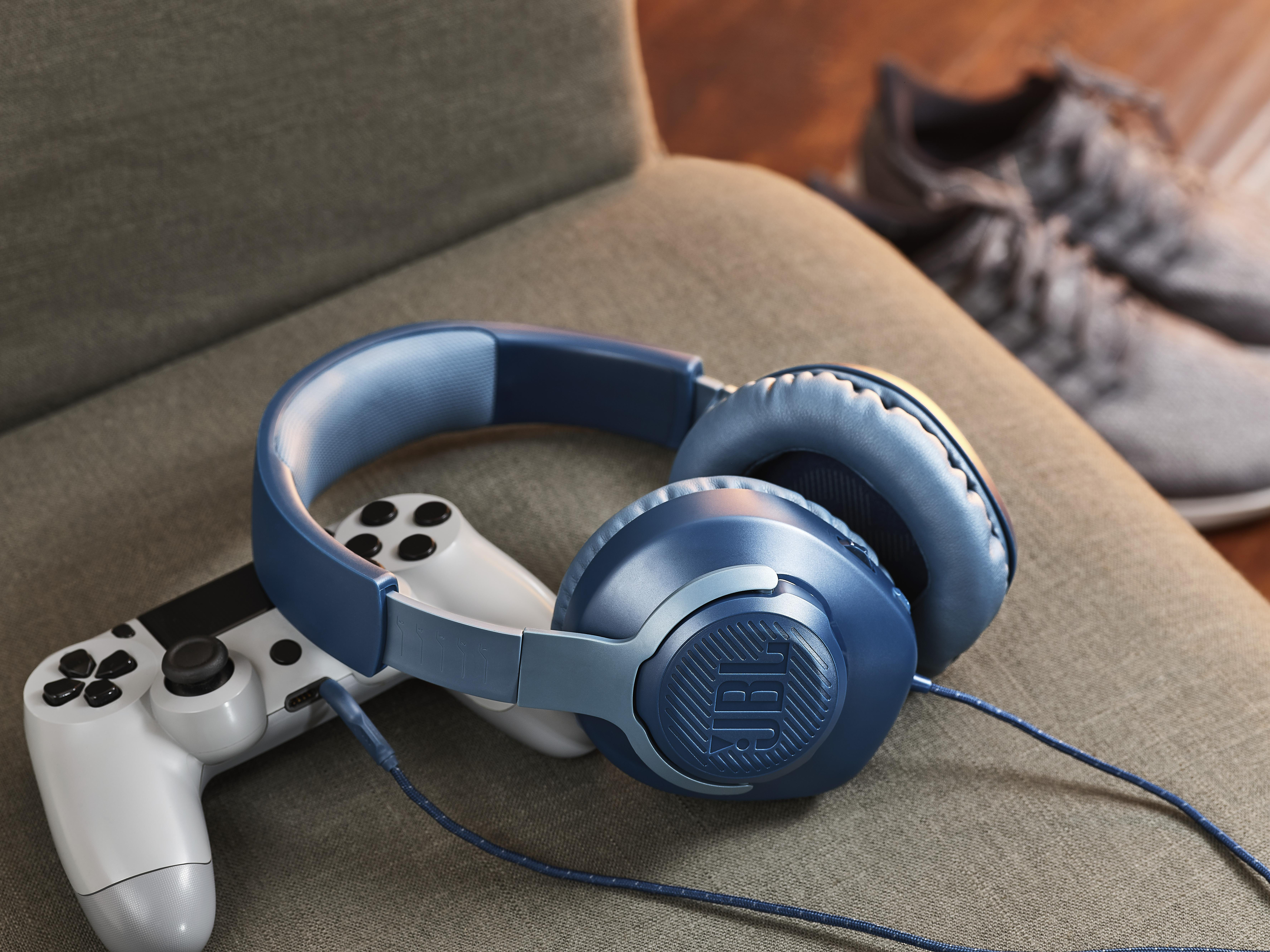 JBL Quantum 100, Over-ear Gaming Headset Blau