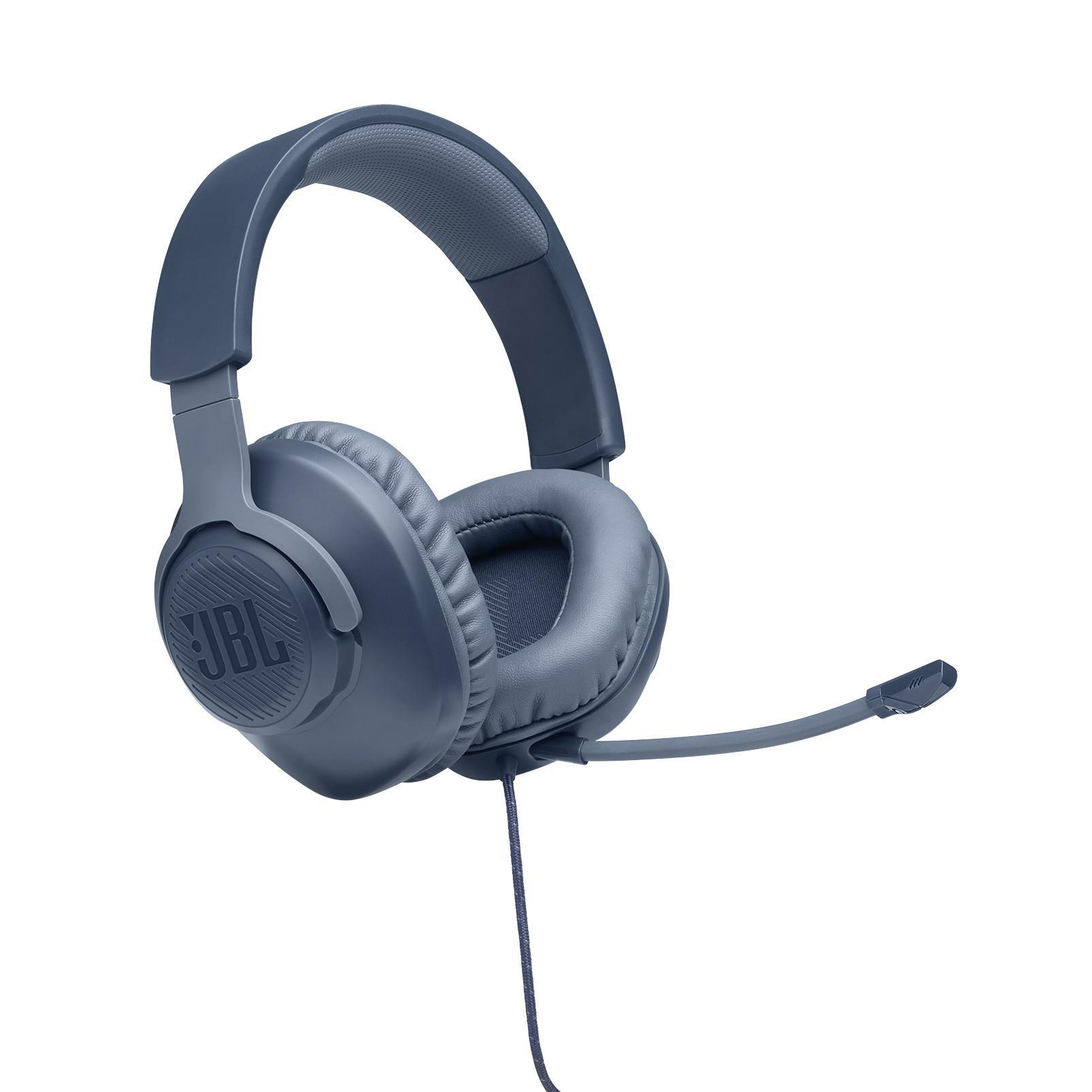 Ein blaues JBL Gaming-Headset mit Mikrofon und gepolstertem Kopfband.