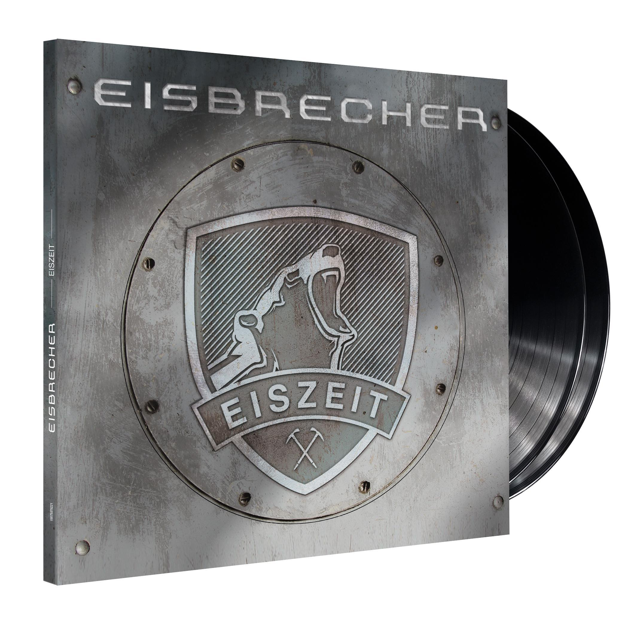 Eisbrecher-Albumcover mit zwei schwarzen Vinylplatten.