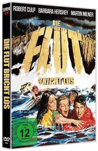 DVD-Cover für 'Die Flut - Brightlos'. Zeigt Menschen im Wasser, ein einstürzendes Gebäude.