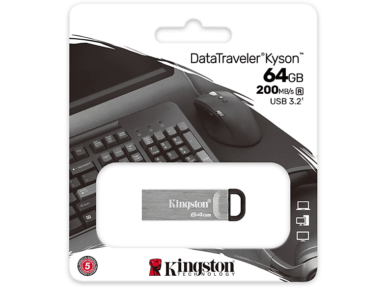 KINGSTON USB Stick DataTraveler Kyson 64GB, USB-A 3.0, Silber (DTKN/64GB) — Foto 2 von 2