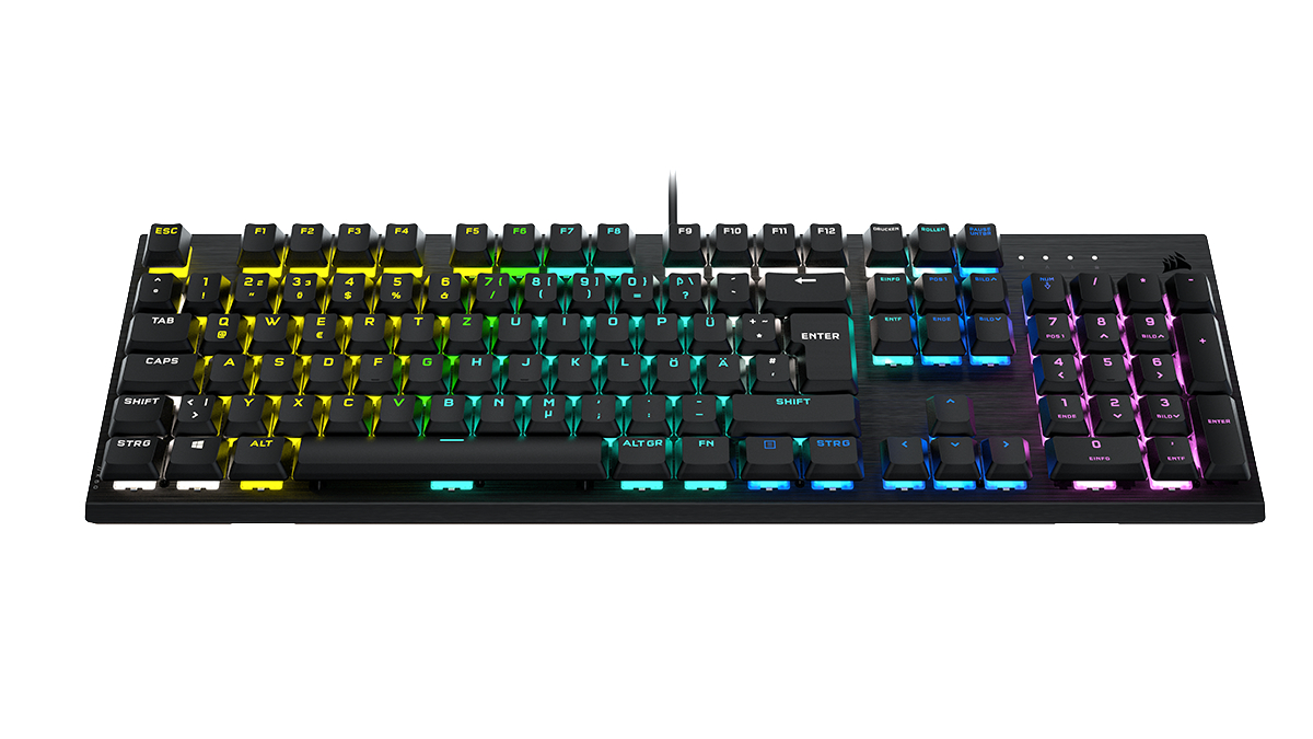 CORSAIR K60 RGB PRO, Gaming Tastatur, Mechanisch, Cherry Viola, kabelgebunden, Schwarz