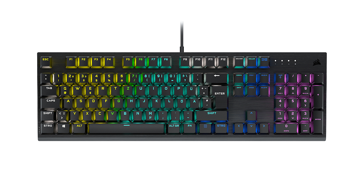 CORSAIR K60 RGB PRO, Gaming Tastatur, Mechanisch, Cherry Viola, kabelgebunden, Schwarz