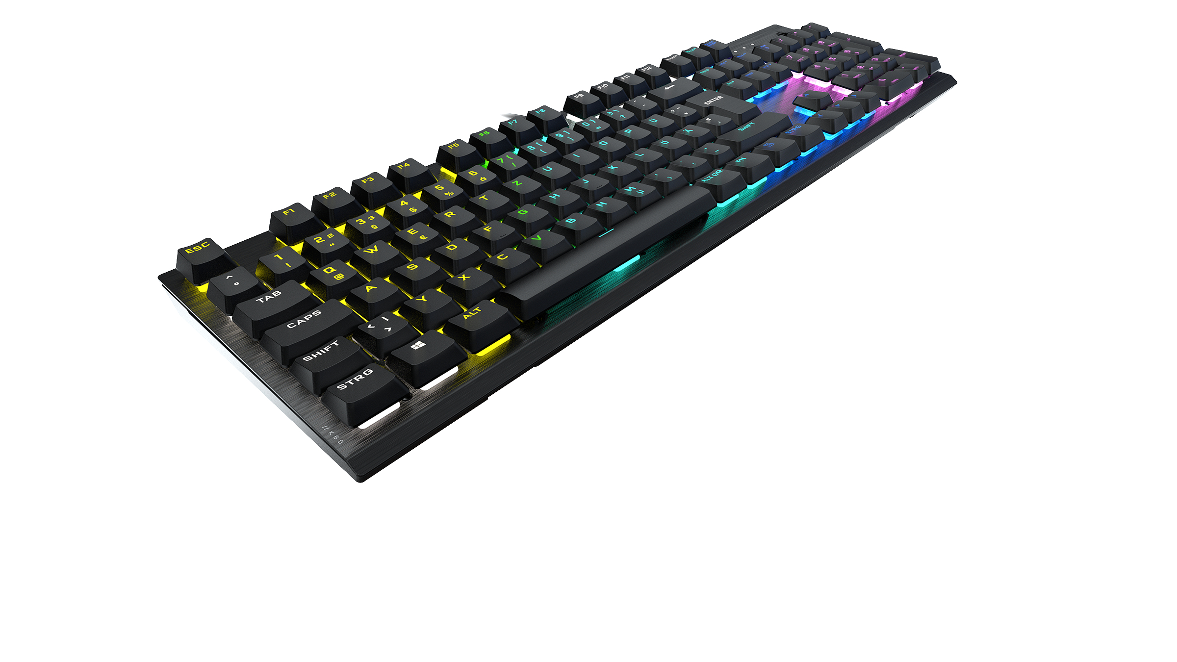 CORSAIR K60 RGB, Gaming Tastatur, Mechanisch, Cherry MX Low Profile, kabelgebunden, Schwarz