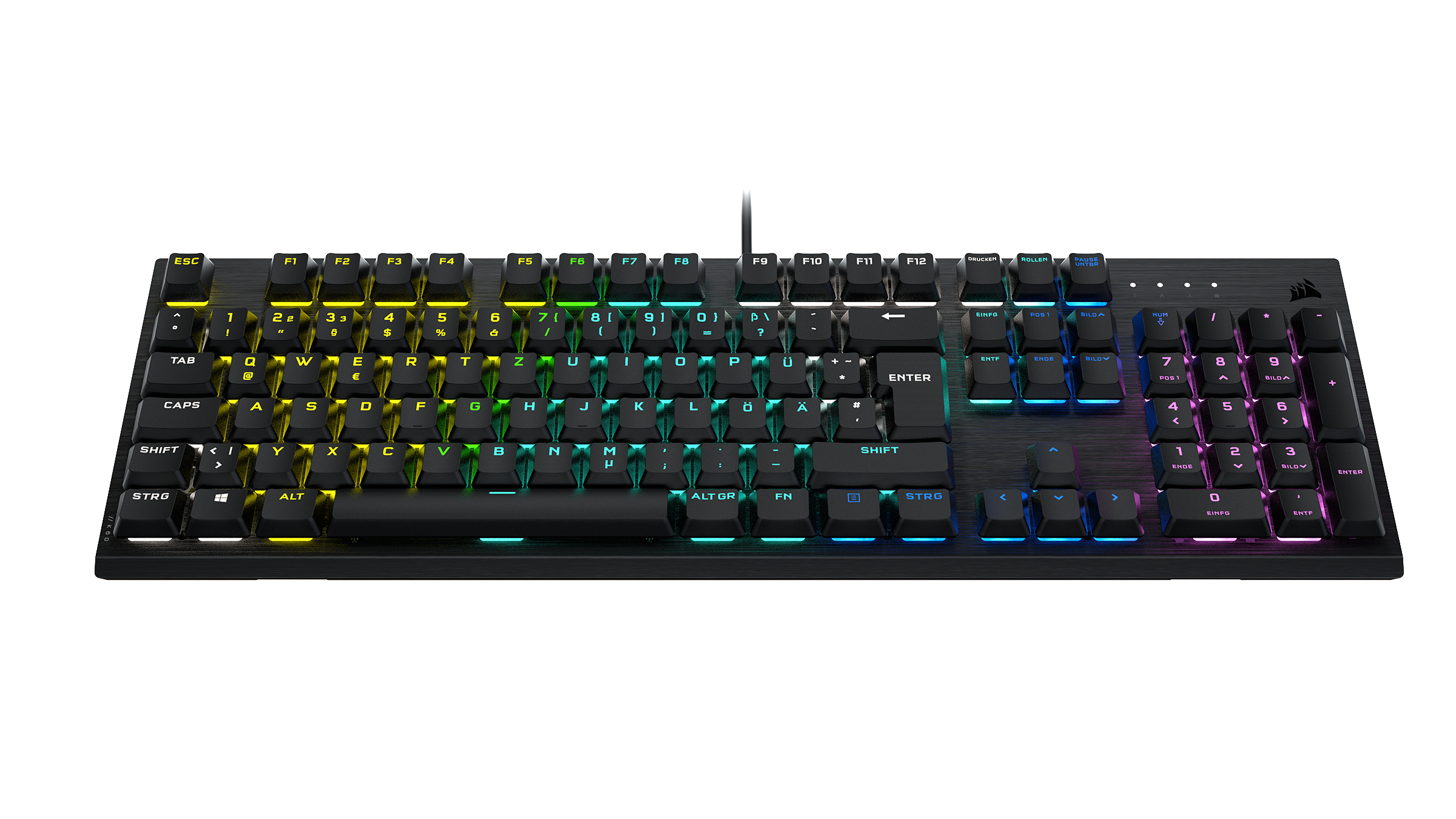 CORSAIR K60 RGB, Gaming Tastatur, Mechanisch, Cherry MX Low Profile, kabelgebunden, Schwarz